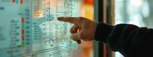 a person pointing at a chart showing qualifications for federal processing registry listing.