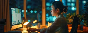 a person sitting at a computer desk completing the registration process for the system for award management (sam).