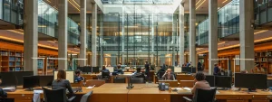 a government building with employees working on computers and discussing about the system for award management (sam).
