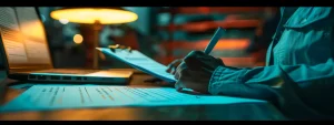 a person filling out a form on a computer for sam registration.