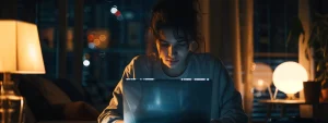 a person working on a laptop with the system for award management website open for sam renewal and registration.